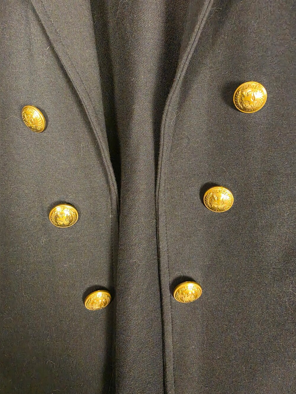 Tommy Hilfiger Navy Double Breasted Knit Blazer Gold Buttons Size S/P - Picture 3 of 5